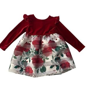 Red Floral Long Sleeve Dress